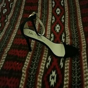 Black strap heels